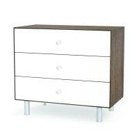 Commode Merlin Classic 3 tiroirs - Blanc/Noyer